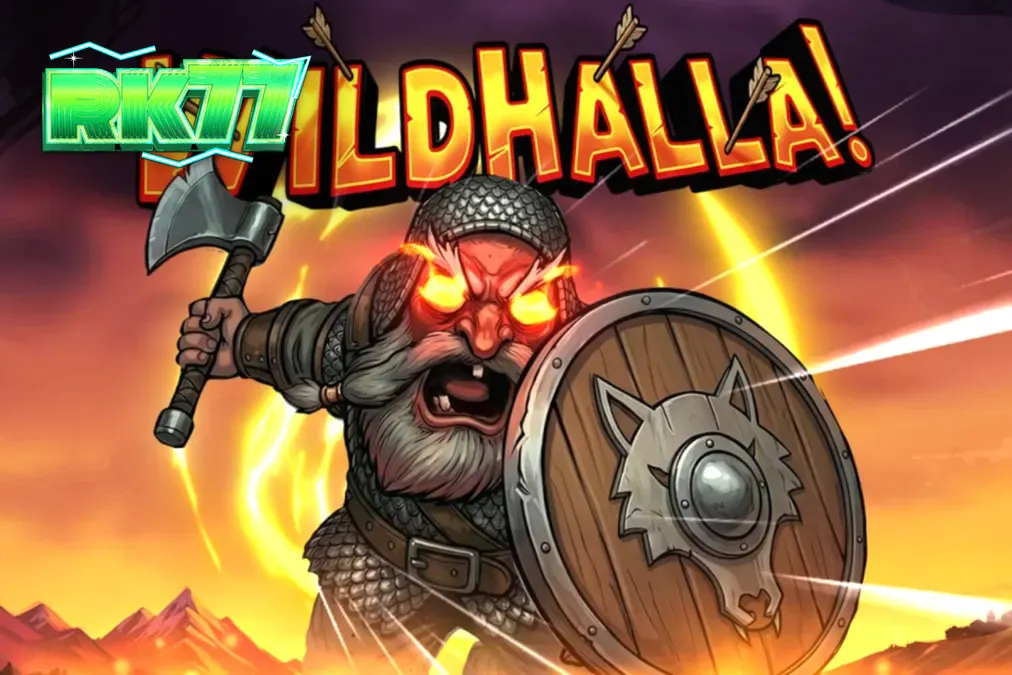 Tampilan visual slot Wildhalla dengan latar belakang bertema Viking dan elemen mitologi Norse.